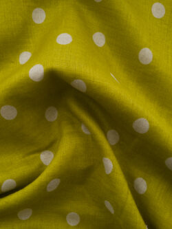 Japanese Linen Sheeting - Polka Dots - Citron/Natural