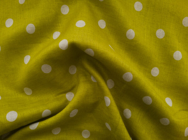 Japanese Linen Sheeting - Polka Dots - Citron/Natural