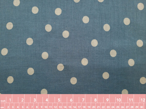 Japanese Linen Sheeting - Polka Dots - Denim/Natural
