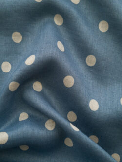 Japanese Linen Sheeting - Polka Dots - Denim/Natural