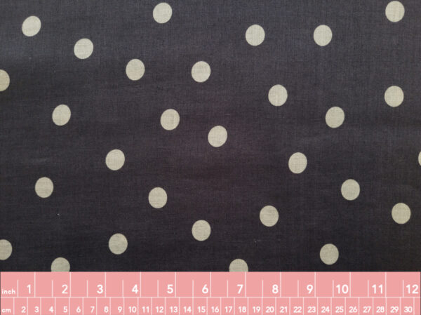 Japanese Linen Sheeting - Polka Dots - Charcoal/Natural