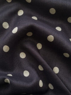 Japanese Linen Sheeting - Polka Dots - Charcoal/Natural