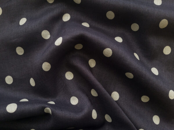 Japanese Linen Sheeting - Polka Dots - Charcoal/Natural