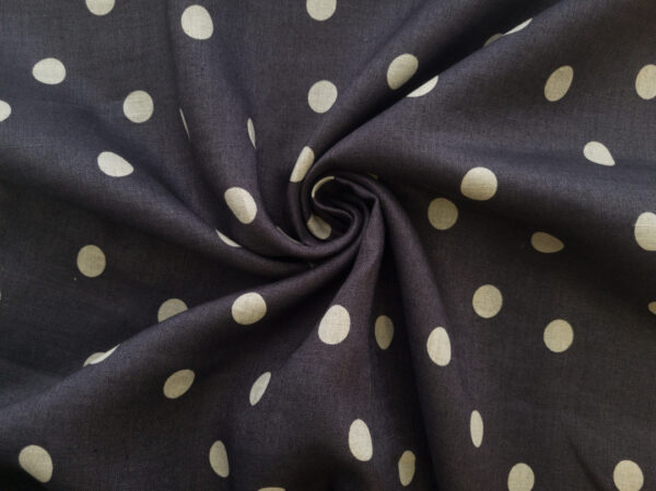 Japanese Linen Sheeting - Polka Dots - Charcoal/Natural