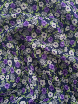 Japanese Cotton Seersucker Lawn - Ditsy Animal Floral - Navy/Purple