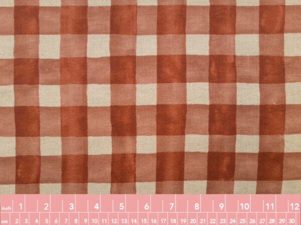 Japanese Linen/Cotton Twill - Watercolor Check - Brick