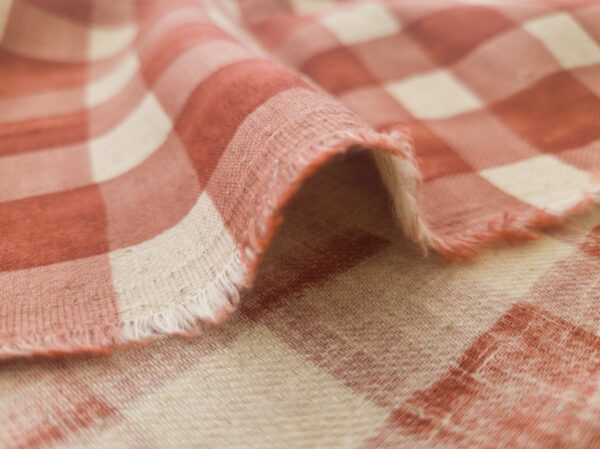 Japanese Linen/Cotton Twill - Watercolor Check - Brick