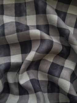 Japanese Linen/Cotton Twill - Watercolor Check - Charcoal