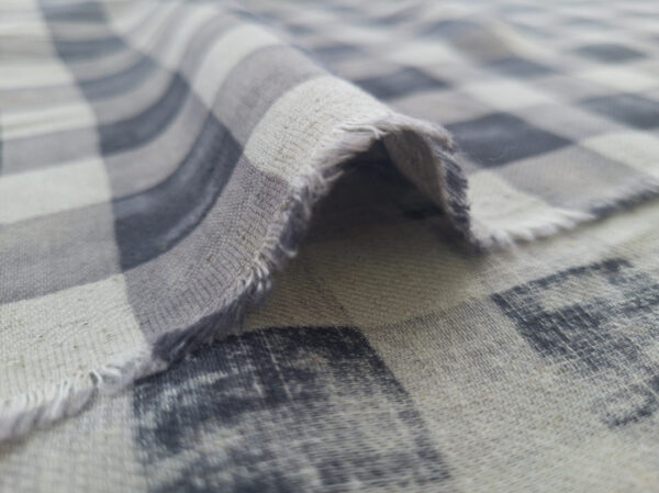 Japanese Linen/Cotton Twill - Watercolor Check - Charcoal