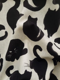 Japanese Cotton/Linen Canvas - Wanderlust - Black Cats - Natural