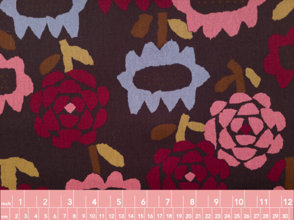 Japanese Cotton/Linen Canvas - Wanderlust - Paper Floral - Brown