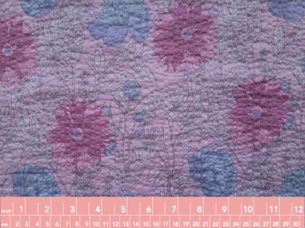 Cotton Seersucker Lawn - Large Bloom Floral - Lavender