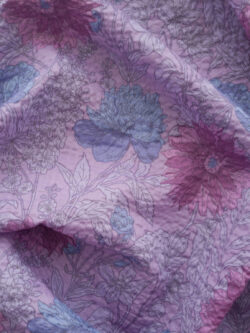Cotton Seersucker Lawn - Large Bloom Floral - Lavender