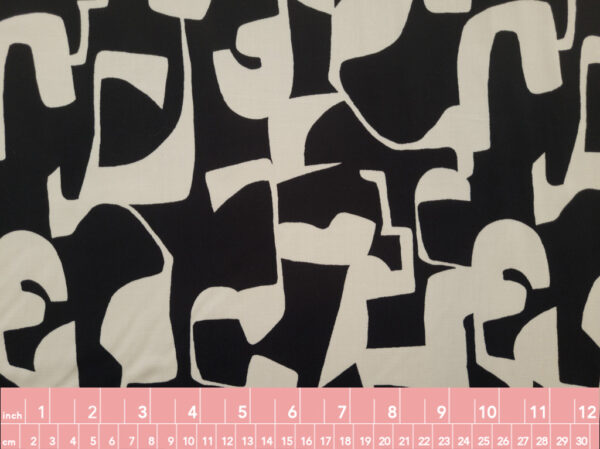 Rayon Challis - Abstract Shapes - Black/White