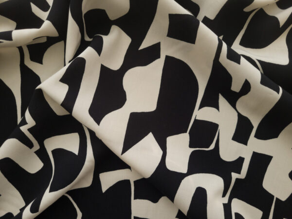 Rayon Challis - Abstract Shapes - Black/White