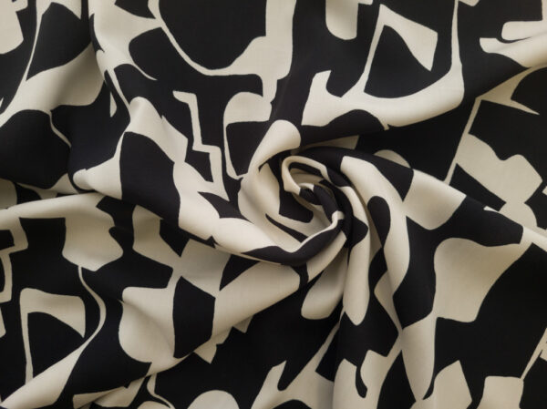 Rayon Challis - Abstract Shapes - Black/White