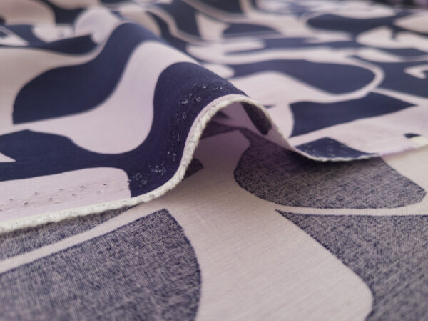 Rayon Challis - Abstract Shapes - Navy/Lavender