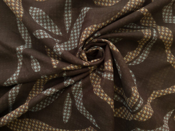 Designer Deadstock - Silk/Cotton Voile Panel- Diamond Floral - Umber