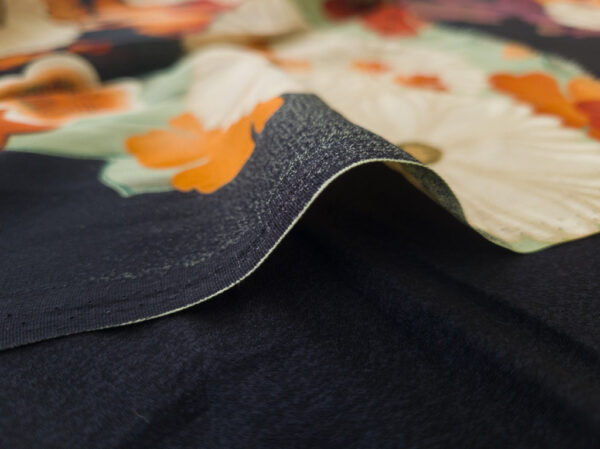 Designer Deadstock - Silk Crepe de Chine Panel - Stork & Chrysanthemums