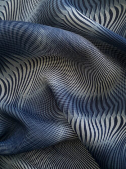 Designer Deadstock - Silk Chiffon - Wavy Navy