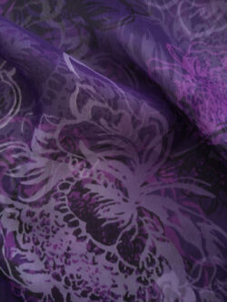 Designer Deadstock - Silk Crinkle Georgette - Shadow Floral - Purple