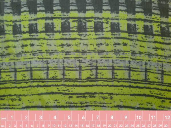 Designer Deadstock - Silk/Cotton Chiffon - Static - Black/Lime