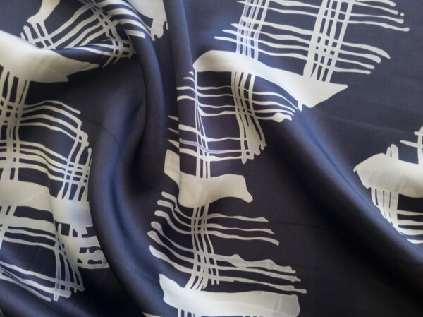 Designer Deadstock - Silk Charmeuse - ZigZag - Charcoal