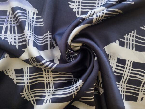 Designer Deadstock - Silk Charmeuse - ZigZag - Charcoal