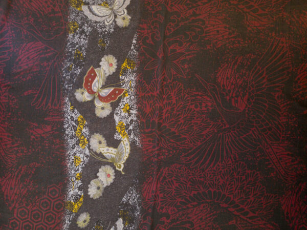 Designer Deadstock - Silk Chiffon - Butterfly Grove - Black/Red