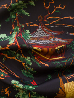 Designer Deadstock - Silk Habotai - Forest Pagoda