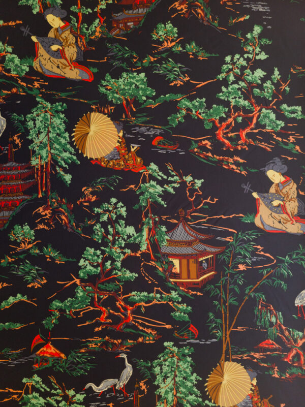 Designer Deadstock - Silk Habotai - Forest Pagoda