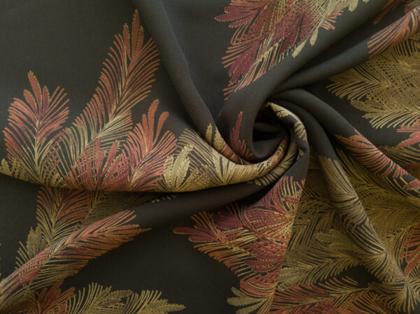 Designer Deadstock - Silk Georgette - Dark Fronds