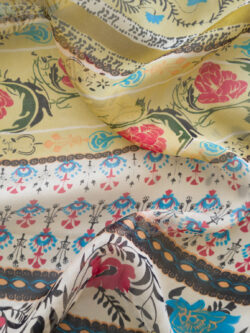 Designer Deadstock - Silk Chiffon - Floral Stripes