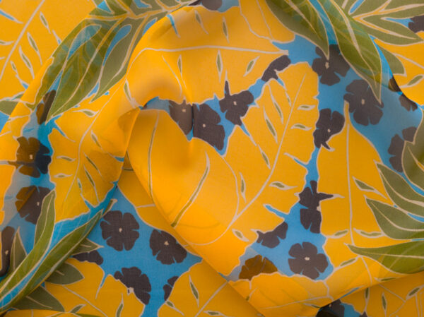 Designer Deadstock - Silk Georgette - Tropical Leaves