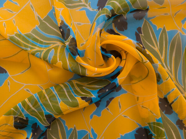 Designer Deadstock - Silk Georgette - Tropical Leaves