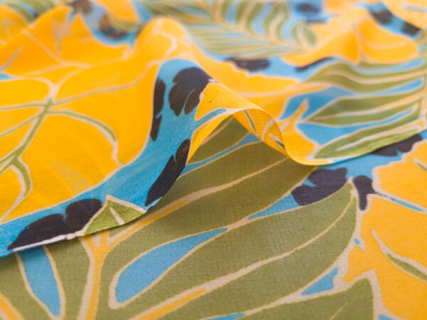 Designer Deadstock - Silk Georgette - Tropical Leaves