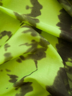 Designer Deadstock - Silk/Cotton Voile Border Print - Liquid Lime