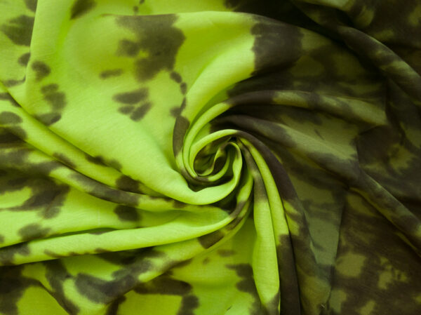 Designer Deadstock - Silk/Cotton Voile Border Print - Liquid Lime