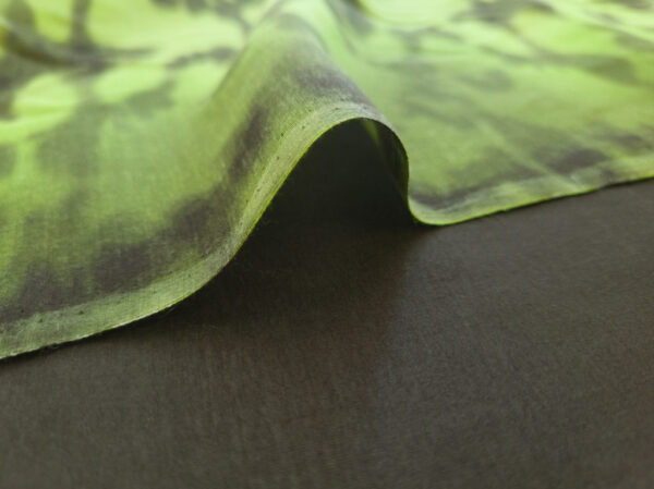 Designer Deadstock - Silk/Cotton Voile Border Print - Liquid Lime