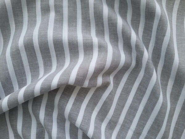 Designer Deadstock - Yarn Dyed Cotton Chambray - Stripes - Grey/White