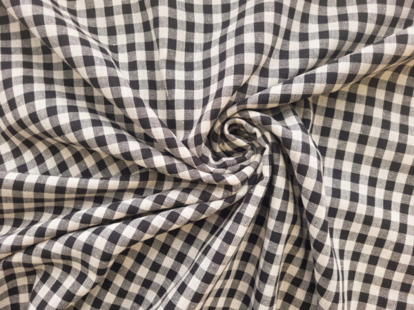 Designer Deadstock - Double Sided Yarn Dyed Cotton/Poly - Gingham Plaid - Black/White