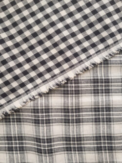 Designer Deadstock - Double Sided Yarn Dyed Cotton/Poly - Gingham Plaid - Black/White