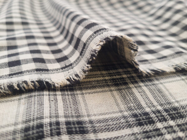 Designer Deadstock - Double Sided Yarn Dyed Cotton/Poly - Gingham Plaid - Black/White