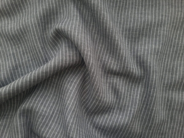 Designer Deadstock – Cotton Double Gauze – Pinstripe - Grey