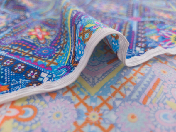 Designer Deadstock - Nylon/Spandex Swimwear Knit - Kaleidoscope - Blue