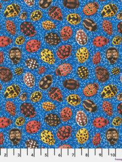 Quilting Cotton - Cottage Garden - Ladybirds - Blue