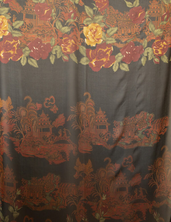 Designer Deadstock - Silk Georgette Panel - Floral Temples