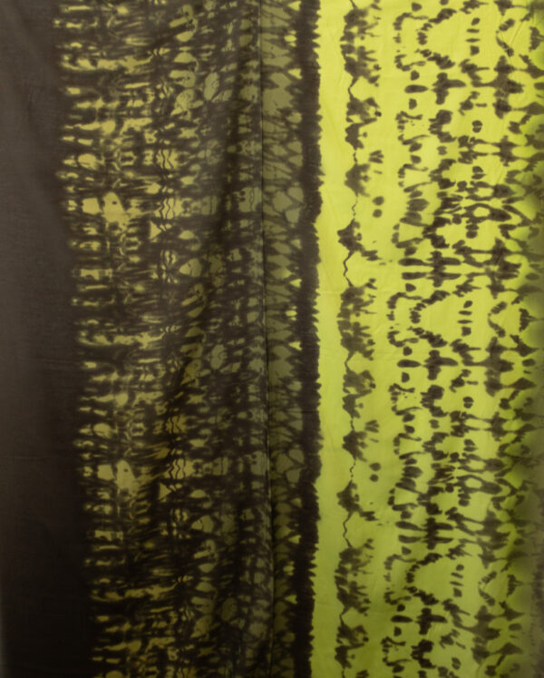 Designer Deadstock - Silk/Cotton Voile Border Print - Liquid Lime