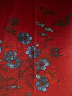 Designer Deadstock - Novelty Texture Silk Panel - Butterflies & Flowers