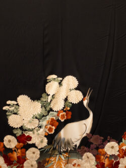 Designer Deadstock - Silk Crepe de Chine Panel - Stork & Chrysanthemums